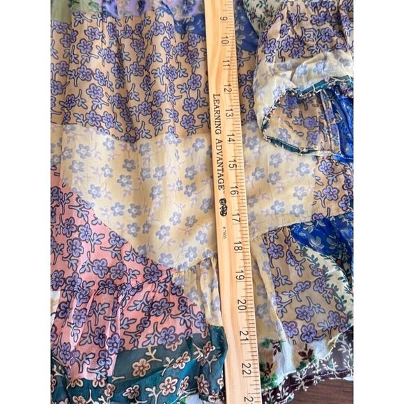 Anthropologie Floreat Patchwork Floral Peasant Blouse Sz XXSP EUC Gorgeous Boho - Picture 12 of 12